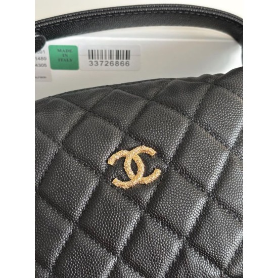 Perfetta Replica Borse hobo Chanel 25A Caviar Lunch Box Nero Imitazione Dupe