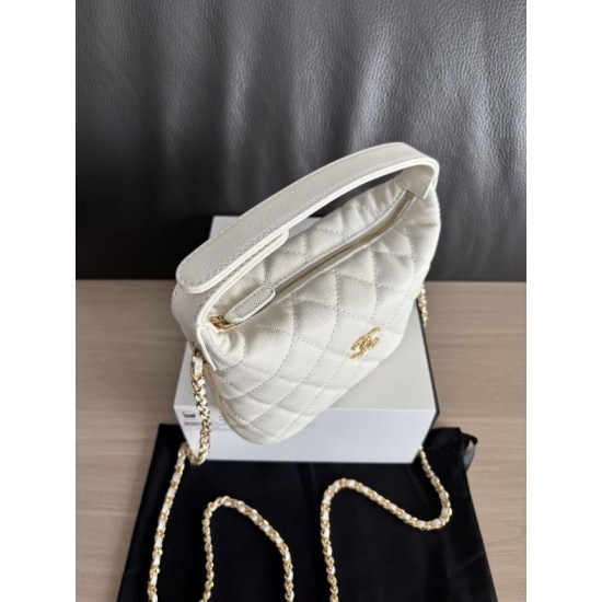 Perfetta Replica Borse hobo Chanel 25A Caviar Lunch Box Bianco Imitazione Dupe