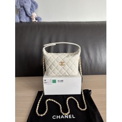 Perfetta Replica Borse hobo Chanel 25A Caviar Lunch Box Bianco Imitazione Dupe