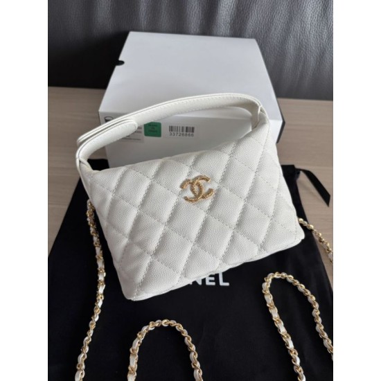 Perfetta Replica Borse hobo Chanel 25A Caviar Lunch Box Bianco Imitazione Dupe