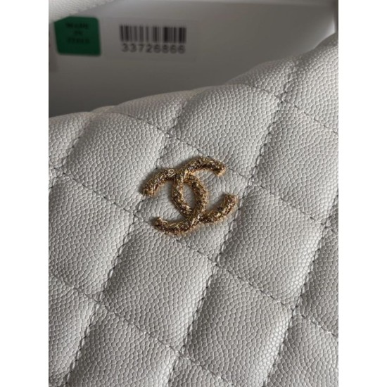 Perfetta Replica Borse hobo Chanel 25A Caviar Lunch Box Bianco Imitazione Dupe