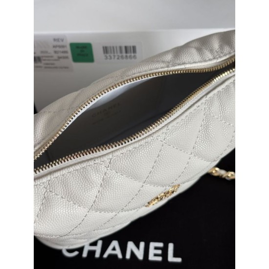 Perfetta Replica Borse hobo Chanel 25A Caviar Lunch Box Bianco Imitazione Dupe