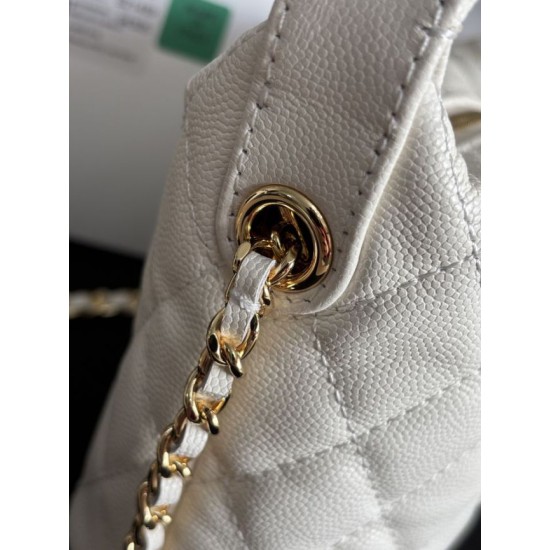 Perfetta Replica Borse hobo Chanel 25A Caviar Lunch Box Bianco Imitazione Dupe