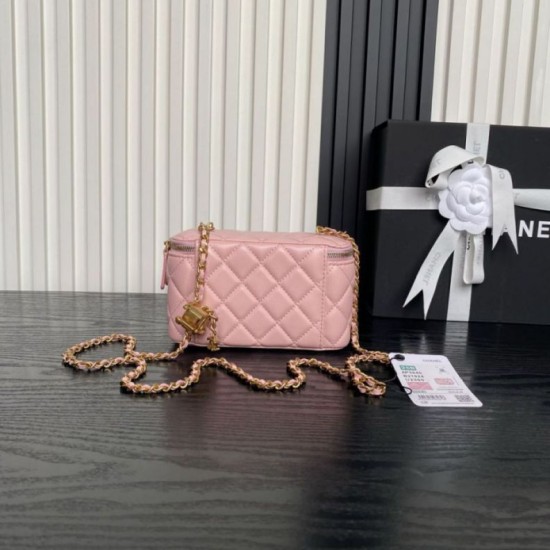 Replica Beauty case piccolo Chanel con tracolla a catena Ap3940 Rosa Imitazione Outlet