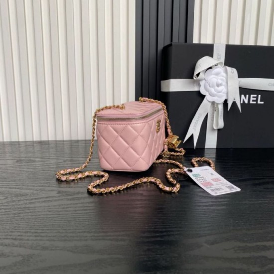 Replica Beauty case piccolo Chanel con tracolla a catena Ap3940 Rosa Imitazione Outlet