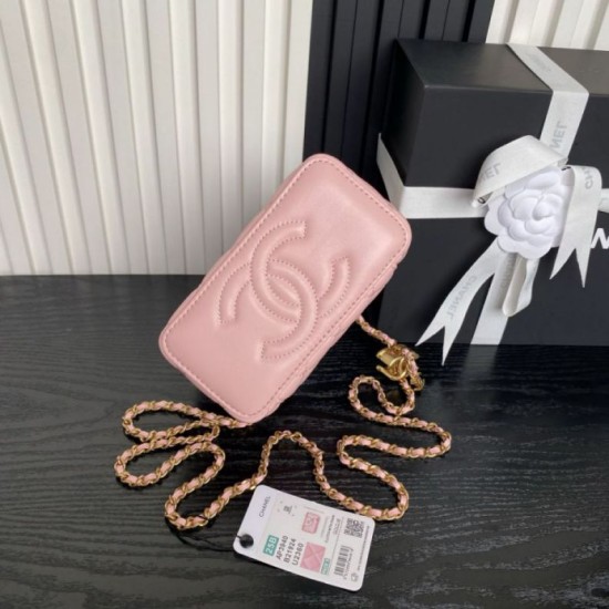 Replica Beauty case piccolo Chanel con tracolla a catena Ap3940 Rosa Imitazione Outlet