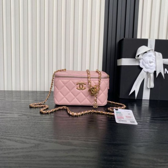 Replica Beauty case piccolo Chanel con tracolla a catena Ap3940 Rosa Imitazione Outlet