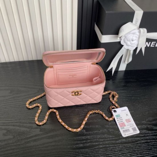 Replica Beauty case piccolo Chanel con tracolla a catena Ap3940 Rosa Imitazione Outlet