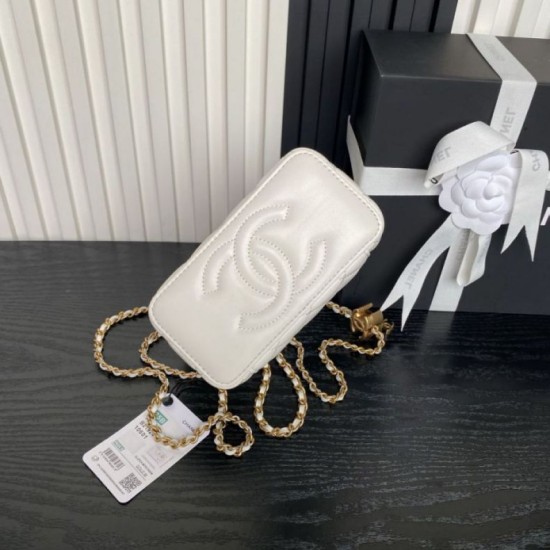 Replica Beauty case piccolo Chanel con tracolla a catena Ap3940 Bianco Imitazione Outlet