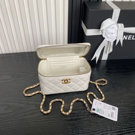 Replica Beauty case piccolo Chanel con tracolla a catena Ap3940 Bianco Imitazione Outlet