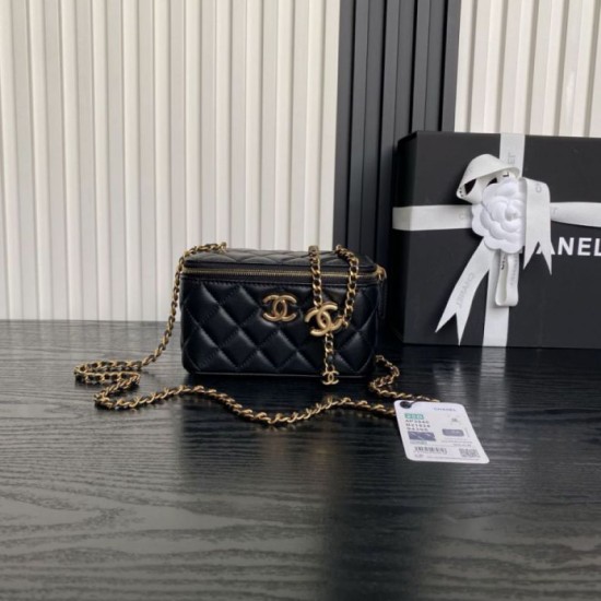 Replica Beauty case piccolo Chanel con tracolla a catena Ap3940 Nero Imitazione Outlet