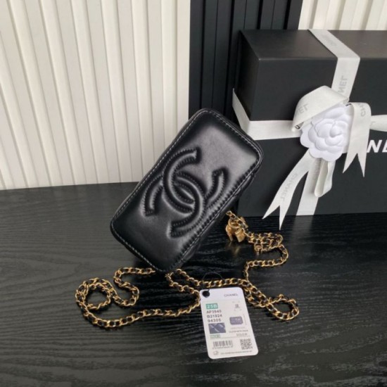 Replica Beauty case piccolo Chanel con tracolla a catena Ap3940 Nero Imitazione Outlet
