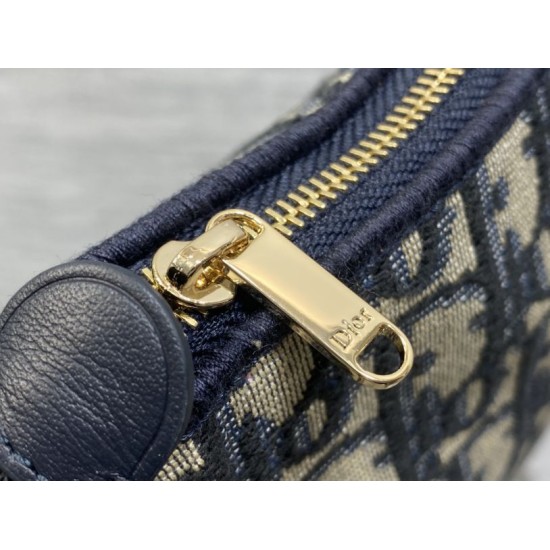 Perfetto Replica Pochette Dior Oblique Bow con catena Blu Imitazione Outlet