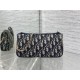 Perfetto Replica Pochette Dior Oblique Bow con catena Blu Imitazione Outlet
