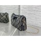 Perfetto Replica Pochette Dior Oblique Bow con catena Blu Imitazione Outlet