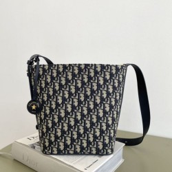 Perfetto Replica Borsa a secchiello piccola Diorstar Dior jacquard obliquo blu Imitazione Outlet