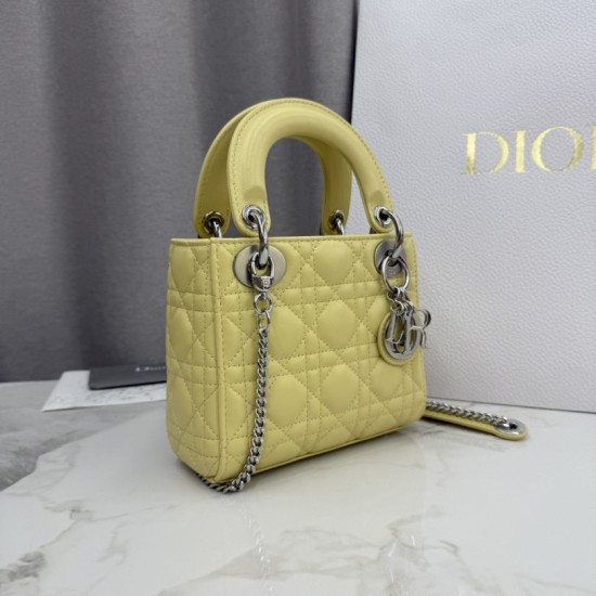Perfetto Replica Borsa Dior Lady Dior Mini Cannage Gialla Imitazione Outlet