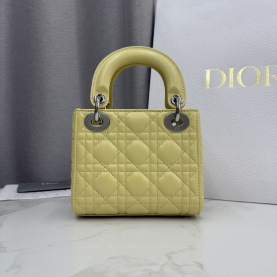 Perfetto Replica Borsa Dior Lady Dior Mini Cannage Gialla Imitazione Outlet