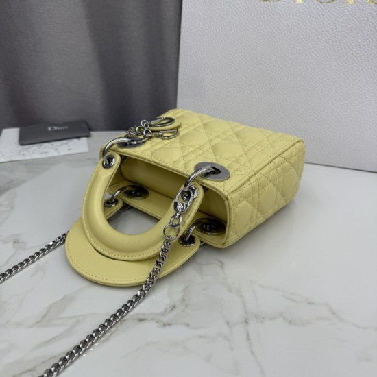 Perfetto Replica Borsa Dior Lady Dior Mini Cannage Gialla Imitazione Outlet