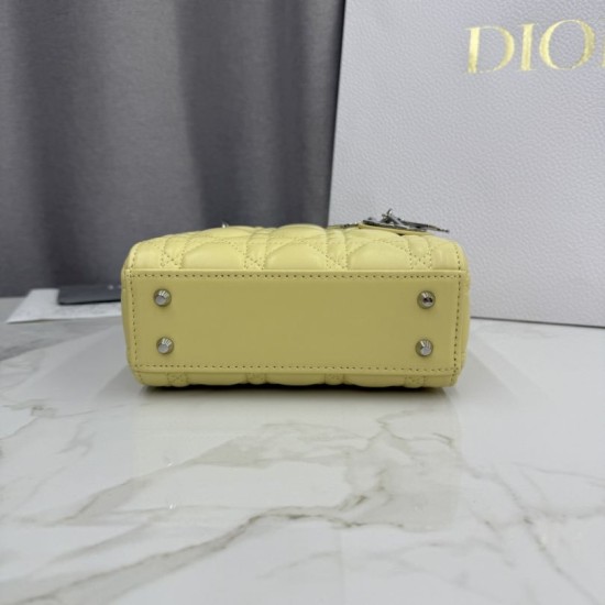 Perfetto Replica Borsa Dior Lady Dior Mini Cannage Gialla Imitazione Outlet