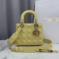 Perfetto Replica Borsa Dior Lady Dior Piccolo Cannage Gialla Imitazione Outlet