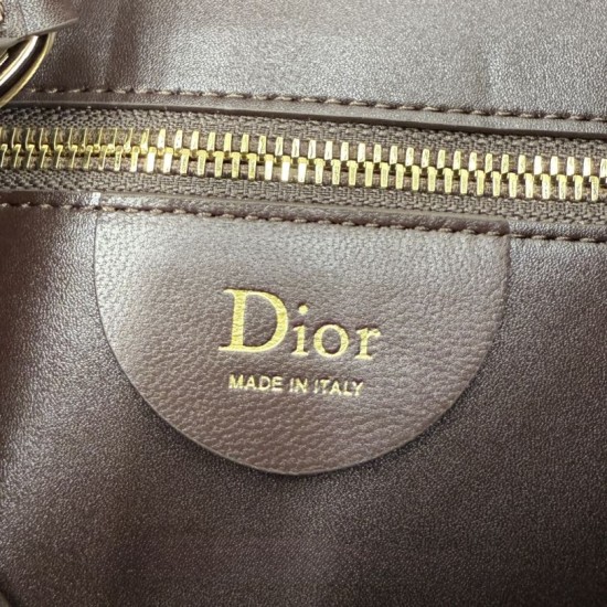 Perfetto Replica Borsa a tracolla Media Dior Diorly pelle scamosciata cioccolato Imitazione Outlet