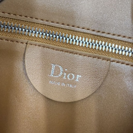 Perfetto Replica Borsa a tracolla Media Dior Diorly pelle scamosciata Marrone Imitazione Outlet