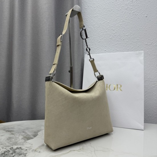 Perfetto Replica Borsa a tracolla Media Dior Diorly pelle scamosciata Albicocca Imitazione Outlet
