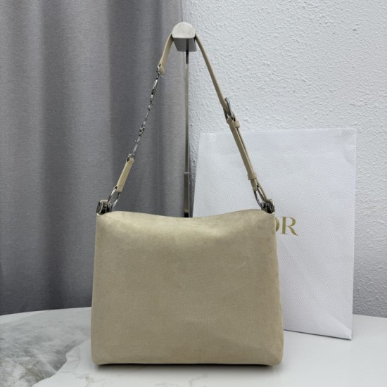 Perfetto Replica Borsa a tracolla Media Dior Diorly pelle scamosciata Albicocca Imitazione Outlet