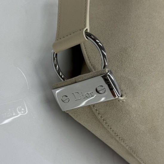 Perfetto Replica Borsa a tracolla Media Dior Diorly pelle scamosciata Albicocca Imitazione Outlet