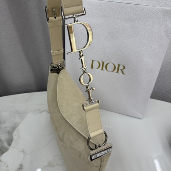 Perfetto Replica Borsa a tracolla Media Dior Diorly pelle scamosciata Albicocca Imitazione Outlet