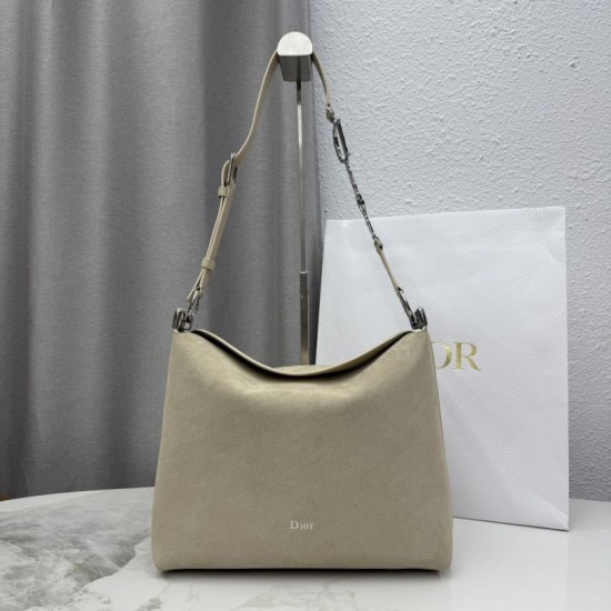 Perfetto Replica Borsa a tracolla Media Dior Diorly pelle scamosciata Albicocca Imitazione Outlet