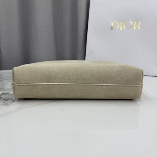 Perfetto Replica Borsa a tracolla Media Dior Diorly pelle scamosciata Albicocca Imitazione Outlet