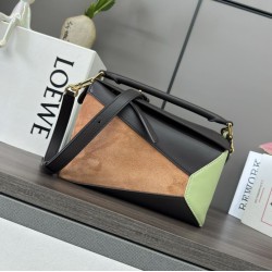 Perfetto Replica Borsa Piccola Loewe Puzzle Edge in pelle/camoscio multicolore Imitazione Outlet