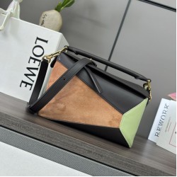 Perfetto Replica Borsa Piccola Loewe Puzzle Edge in pelle/camoscio multicolore Imitazione Outlet
