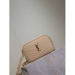 Perfetto Replica Borsa a tracolla Trapuntato Lou Mini YSL Saint Laurent Albicocca Imitazione Outlet