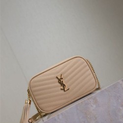 Perfetto Replica Borsa a tracolla Trapuntato Lou Mini YSL Saint Laurent Albicocca Imitazione Outlet