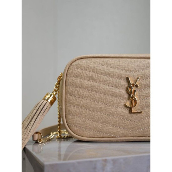Perfetto Replica Borsa a tracolla Trapuntato Lou Mini YSL Saint Laurent Albicocca Imitazione Outlet