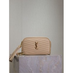 Perfetto Replica Borsa a tracolla Trapuntato Lou Mini YSL Saint Laurent Albicocca Imitazione Outlet