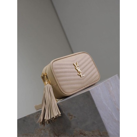 Perfetto Replica Borsa a tracolla Trapuntato Lou Mini YSL Saint Laurent Albicocca Imitazione Outlet