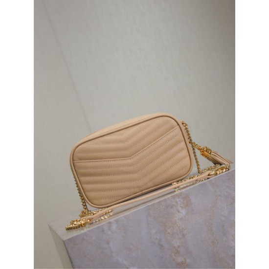 Perfetto Replica Borsa a tracolla Trapuntato Lou Mini YSL Saint Laurent Albicocca Imitazione Outlet