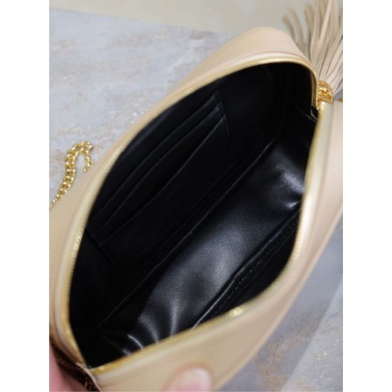 Perfetto Replica Borsa a tracolla Trapuntato Lou Mini YSL Saint Laurent Albicocca Imitazione Outlet