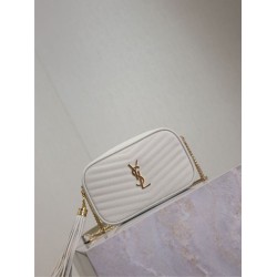 Perfetto Replica Borsa a tracolla Trapuntato Lou Mini YSL Saint Laurent Bianco Imitazione Outlet