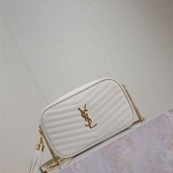 Perfetto Replica Borsa a tracolla Trapuntato Lou Mini YSL Saint Laurent Bianco Imitazione Outlet