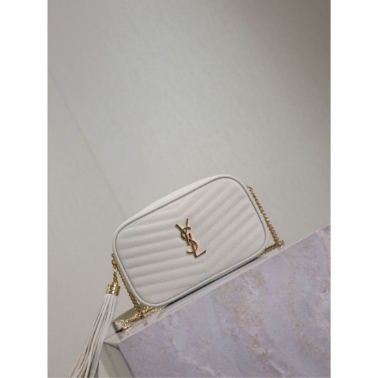 Perfetto Replica Borsa a tracolla Trapuntato Lou Mini YSL Saint Laurent Bianco Imitazione Outlet