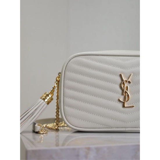Perfetto Replica Borsa a tracolla Trapuntato Lou Mini YSL Saint Laurent Bianco Imitazione Outlet