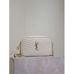 Perfetto Replica Borsa a tracolla Trapuntato Lou Mini YSL Saint Laurent Bianco Imitazione Outlet