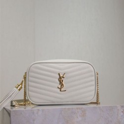 Perfetto Replica Borsa a tracolla Trapuntato Lou Mini YSL Saint Laurent Bianco Imitazione Outlet