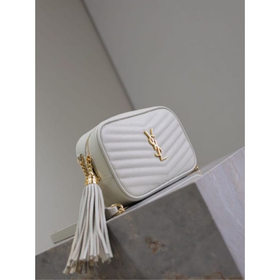 Perfetto Replica Borsa a tracolla Trapuntato Lou Mini YSL Saint Laurent Bianco Imitazione Outlet