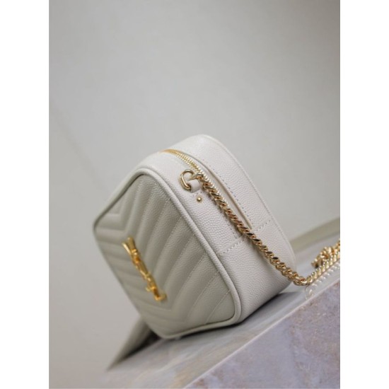 Perfetto Replica Borsa a tracolla Trapuntato Lou Mini YSL Saint Laurent Bianco Imitazione Outlet